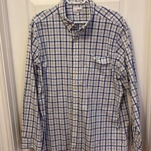 Long sleeve blue and white men’s casual shirt